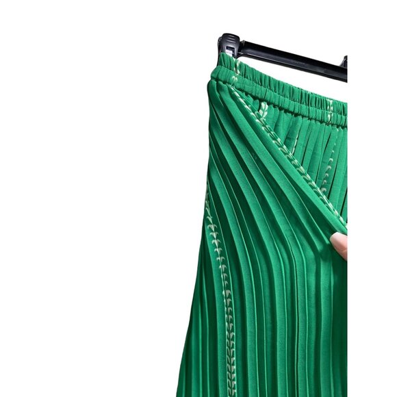 Anthony Richards Pleated Floral Midi Skirt Green Size MP Vintage Coastal Cottage - Picture 10 of 13